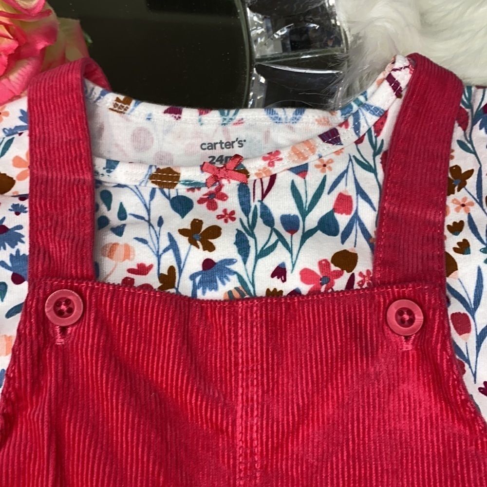 Carter’s Corduroy Overall Dress W Floral Top 24M - Picture 4 of 7